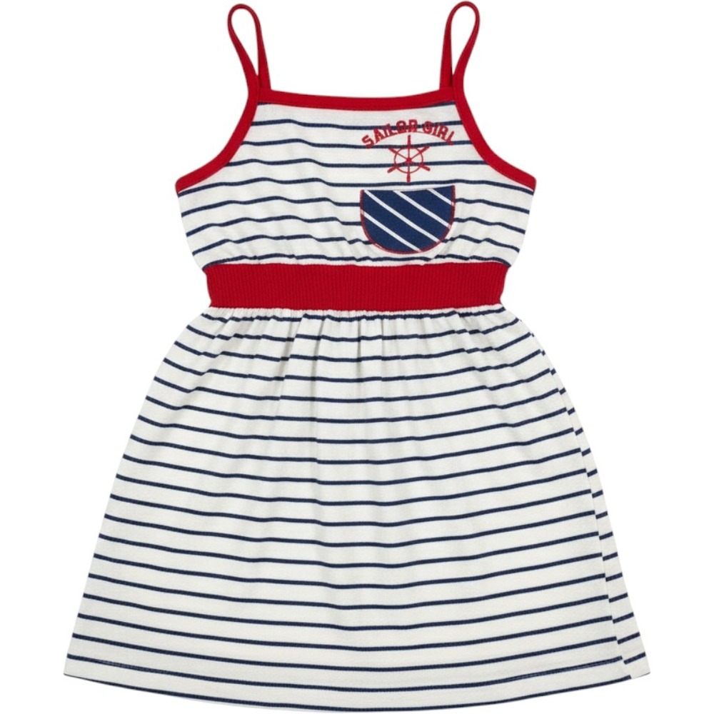 Vintage Health-tex Sailor Girl Nautical Striped Sun Dress Red White Blue 3T USA